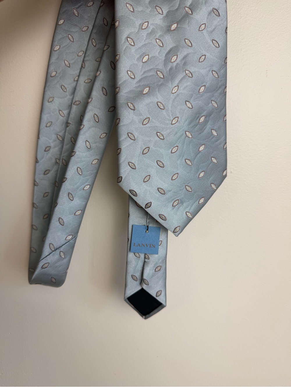 Lanvin Light Blue Silk Tie with Subtle Oval Motif